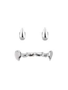 1 szt./zestaw podwójnych zębów z kłami, kombinacja kłów wampira, 6 szt. spiczastych zębów, rekwizyt na scenę Halloween, zabawny kostium cosplay hip-hopowy, unisex 1 zestaw podwójnych zębów z kłami, kombinacja kłów wampira, 6 szt. spiczastych zębów, rekwizyt na scenę Halloween, zabawny kostium cosplay hip-hopowy, unisex (dostawa losowa)