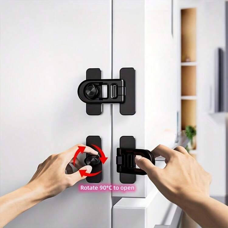 2pcs Universal Fridge & Freezer Door Lock, Multi-Functional Safety Latch, Easy Installation, No Electricity Or Battery Required - Multicolor - View 5