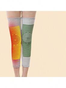 加厚加长艾草护膝关节保暖足部腿部护具针织护膝适用于瑜伽居家运动健身腿部保护(单片装)健身房配件护膝 - 黑色 - 查看 16