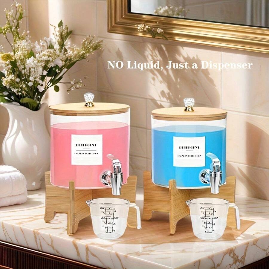 1set/2set Laundry Detergent Dispenser, Laundry Soap Dispenser With Stand, Faucets Acrylic Laundry Detergent Container For Laundry Room Liquid Detergent, Bleach, Fabric Softener Organization And Storage - 彩色 - 查看 1