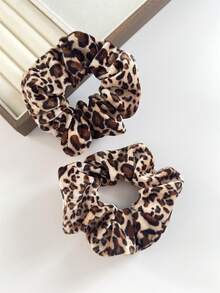 2条装女士复古优雅丝绒豹纹发圈，弹性发绳，可扎马尾辫、发髻，适合日常佩戴，发圈，发饰，头饰 - 彩色 - 查看 10