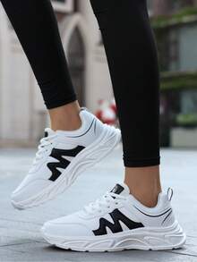 Lightweight Chunky Sneakers Women 2025 New Thick Sole Increased Height Sports Shoes Women Versatile Casual Shoes Non-Abrasive Minimalist White Sneakers Women 2026 Spring Sports Shoes Women Versatile Casual Breathable Shoes Women's Trail Running Shoes Non-Slip Sports Shoes Women Breathable Shock-Absorbing Outdoor Hiking Shoes Women's Work Shoes Non-Slip Soft Bottom Wide Fit Comfortable Office Flat Shoes Breathable Outdoor Women's Shoes Hiking Trekking Sports Shoes Non-Slip Shock-Absorbing Travel Casual Shoes Women's Sports Shoes Thick Sole Increased Height Shock-Absorbing Breathable Sports Casual Shoes Fashion Versatile White Sneakers - White - View 8