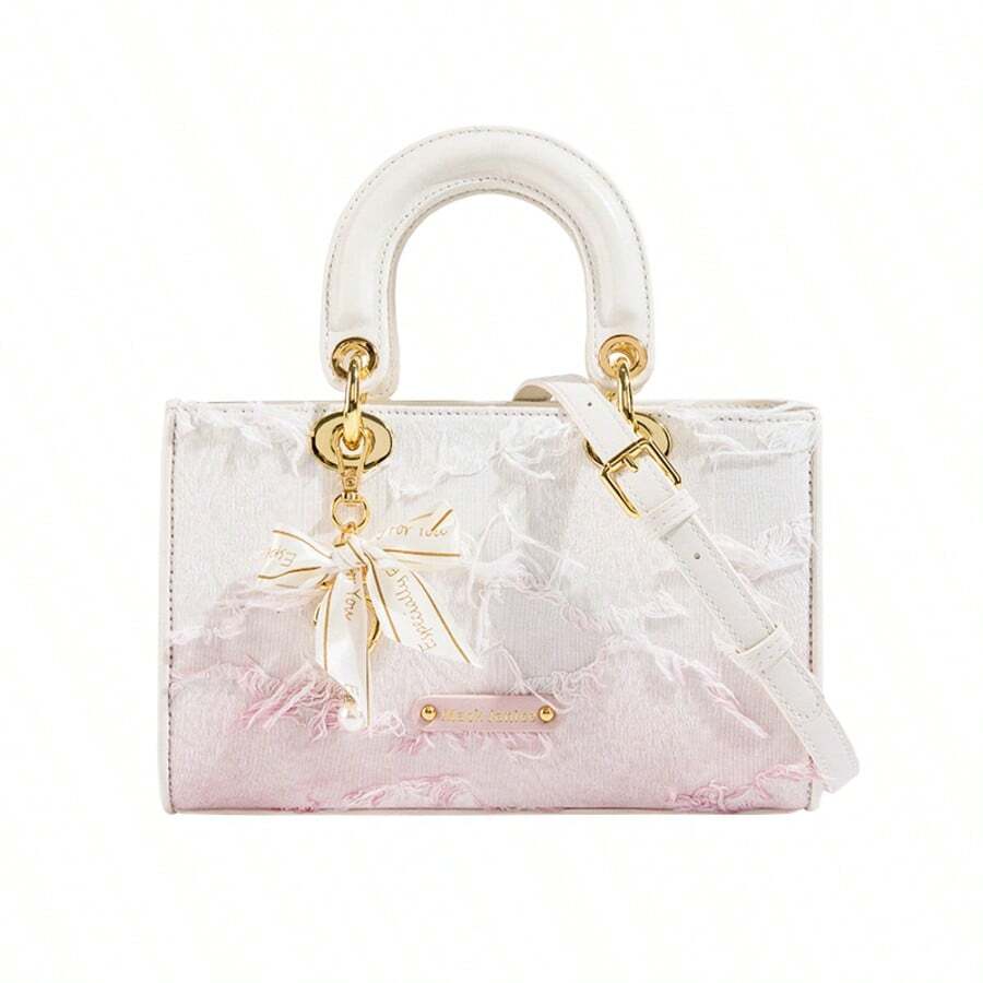 小众设计渐变粉色手提包，2025秋冬新款单肩/斜挎包，时尚百搭通勤别致女士手提包