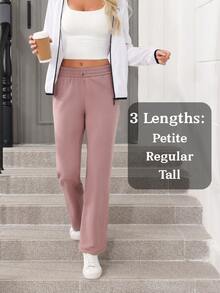 Women's Petite/Regular/Tall 3 Lengths Soft Rayon Sweatpants Breathable Pants With Adjustable Shockcord  Casual With Available Inseam - Màu Hồng baby - Xem 10