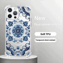 Funda de Teléfono Transparente con Patrón de Porcelana Azul y Blanca Creativa, Nueva, Antigolpes de Cuatro Esquinas para iPhone17,16,15,14,13,12/iPhone16,15,14Plus/iPhone17,16,15,14,13,12Pro/iPhone17,16,15,14,13,12ProMax/iPhone17/para 11/11Pro Accesorios de Teléfono, Adecuada para Regalos de Todas las Estaciones - Colores mixtos - Ver 2