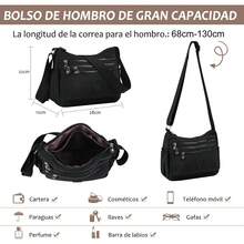 Bolso Crossbody para Mujer de Nailon Impermeable – Bolso de Hombro para Mujer, Bolso Bandolera con Múltiples Bolsillos y Correa Ajustable, Ideal para Viajar o Escuela - Azul claro - Ver 7