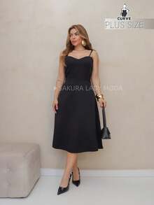 SAKURA LADY FASHION [G1-44] [G2-46] [G3-48] Long Midi Dress, Social Tailoring With Adjustable Straps, Party Wedding Dress, Elegant Women's Dresses, Dress, White, Summer, Light Tailoring, Comfort And Elegance, Best Quality, Christmas Women's Clothing - 黑色 - 查看 2
