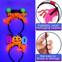 1 Set Halloween Glow Headband - Women's Costume Accessories, Fluorescent Headband And Pumpkin Bat Headpiece - Perfect Party Decor For Singles Night And Family Gatherings (No Power Required)