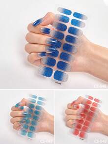 48/96/128/192片装多巴胺美甲贴纸套装，包含粉色、黑色、白色、红色、蓝色、绿色等多种颜色，闪光美甲贴纸，DIY全套美甲贴纸，按压式美甲贴纸，渐变闪光美甲贴纸，持久耐用，适合日常、圣诞节、新年、派对等场合，快速轻松地打造美丽惊艳的美甲造型。（注意：本产品不适用于UV固化） - 彩色 - 查看 28