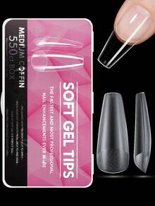 550Pcs Full Cover Press On Nail Tips Coffin French False Fake Soak Off Gel Nail Extension Tips Capsule DIY Nail Supplies For Women Girls