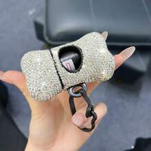 1pc Luxury Rhinestone Studded Pet Poop Bag Holder, Creative Diamond Encrusted Dog Bone Shaped, Reptile-Friendly Plastic Poop Scoop Set, Pet Waste Cleanup Accessory, Essential For Pet Travel, Birthday Party Holiday Gift, Decorative Artwork, Halloween, Thanksgiving, Christmas