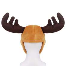 动物鹿帽毛绒可爱鹿角头饰派对角色扮演服装头饰配件 - 彩色 - 查看 6