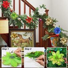 12pcs Christmas Poinsettia Artificial Flowers Decorations 5.5" Christmas Tree Wreaths Garland Decoration Glitter Flowers Picks Decor For Xmas New Year Wedding Party Ornaments - Green - View 4