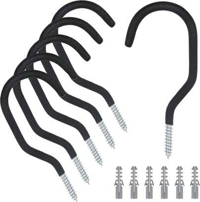 Road Bike Hooks For Garage Wall, 6 Pack Heavy Duty Bicycle Hangers For Hanging, Wall Mount Bicycle Storage For Ceilings, No Drill Large Ceiling Hooks For Hanging Plants