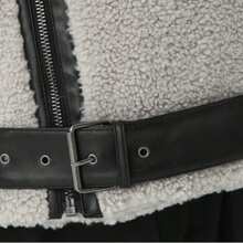 Men Motorcycle Style, Contrasting Belt Jacket - Light Grey - View 4