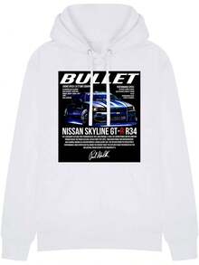 Autumn and winter Hooded Sweatshirt  Shirt , Suki Hooded , Skyline GT-R34 Unisex Shirt Menswear Top - Blanc - Voir 3