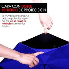 Paraguas de doble refuerzo de moda, paraguas a prueba de viento y lluvias torrenciales, paraguas grandes en sentido inverso, sin escorrentía, fácil de llevar - azul - Ver 9