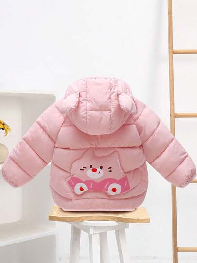 Autumn/Winter New Pink Jacket, Toddler/Infant Children's Cold-Proof Jacket, Hooded Lightweight Warm Parka, Baby Boy Cartoon Warm Padded Coat, Outerwear