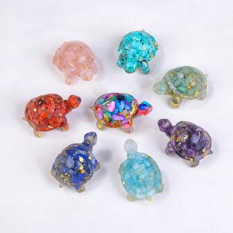 1PC Natural Crystal Stone Turtle Statue Reiki Stone Tortoise Figurine Amulet Fengshui Sculpture For Home Office Decoration Christmas Gift