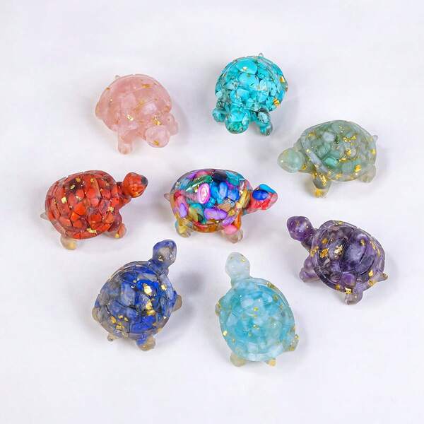 1PC Natural Crystal Stone Turtle Statue Reiki Stone Tortoise Figurine Amulet Fengshui Sculpture For Home Office Decoration Christmas Gift