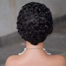 13x4 HD Transparent Lace Front Pixie Curly Wig Natural Black 100% Raw Human Hair Wig - Ginger - View 5