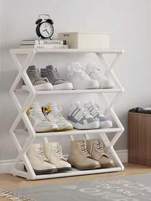 1pc 4-Tier X-Shaped Shoe Rack - Foldable Space-Saving Shoe Organizer, Steel Tube Shoe Rack, Easy Assembly No Tools Required, Suitable For Home, Dorm, Porch, Office, Dust-Proof Design, Applicable For Entryway, Hallway, Bedroom And Dorm - Multicolor - View 10