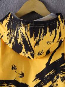 2pcs/Set Boys Graffiti Ink Print Long Sleeve Hoodie Sweatshirt + Straight Leg Pants, Autumn/Winter