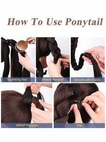 1PC/2PCS Pink Gradient Braided Ponytail Synthetic Hair Extension With Elastic Band Wig Hair Extensions Braids For Women Halloween, Music Festivals, Parties, Cosplay, Holidays And Other Festivals