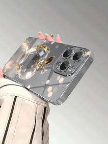 Semplice custodia per telefono in argento con motivo a mela, design a curva sfumata, custodia in vetro ad alta definizione, antiurto, unisex, adatta per Apple 17/16 Promax / 15 Pro / 14 Promax / 13 Promax / 16 Pro / 15 Promax / 12 Promax / 11 / XSMAX / 7 Plus, custodie per Apple 13