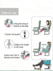 旅行悬挂脚凳 - 飞机脚凳吊床（含储物袋），可调节高度的便携式旅行配件，适用于飞机、火车、办公室、旅行必需品、健身露营度假装备。飞机脚凳采用优质泡沫制成，便携式旅行飞行脚凳，高度可调，旅行配件头/脚凳吊床。 - 彩色 - 查看 10