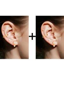 8/4 pièces Ensemble de boucles d'oreilles pour femmes, convient à tous les piercings d'oreille | Boucles d'oreilles à pendentif en zircone + anneaux pour cartilage, convient pour le bord de l'oreille, l'hélix, le lobe | Boucles d'oreilles à zircone scintillante en couches, cadeau pour usage quotidien, fête, vacances #Boucles d'oreilles en couches - Ensemble 4 - Voir 9