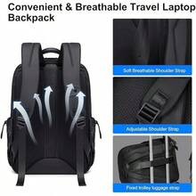 Mochila para portátil de hombre, múltiples bolsillos de viaje, compartimento para iPad de 10.9 pulgadas, adecuada para portátil de 15.6 pulgadas. - 1 - Ver 3