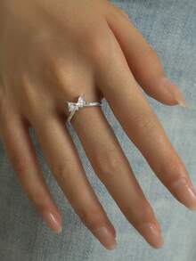 1 pieza Anillo de mujer casual y simple con mariposa ajustable para uso diario, citas, novia, compañera de clase, pareja, joyería con circonita cúbica