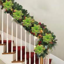 12pcs Christmas Poinsettia Artificial Flowers Decorations 5.5" Christmas Tree Wreaths Garland Decoration Glitter Flowers Picks Decor For Xmas New Year Wedding Party Ornaments - Green - View 7