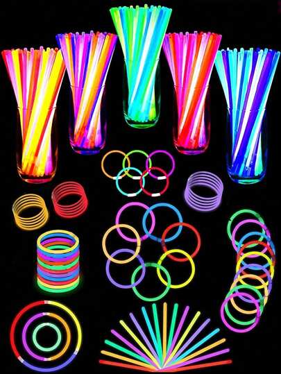 10/20/30/50pcs 8-Inch Glow Sticks, Party Supplies Glowing In The Dark, Glow Stick Party Favors, Neon Light Party Decorations, Glow Necklaces And Bracelets With Connectors, Suitable For Birthday, Wedding, Party, Halloween, Christmas - Glow In The Dark Party Supplies (Random Colors)