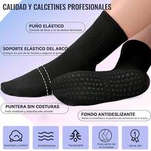 4 Pares de Calcetines de Yoga,calcetines antideslizantes para pilates,Ballet,Entrenamiento Descalzo,Baile,Fitness,Varios colores - Calcetines largos-Negro+Gris Oscuro+Gris+Blanco - Ver 2