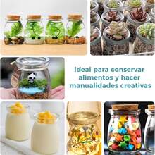 Paquete de 30 frascos de vidrio con tapa pequeños de 4 onzas ,tarros de vidrio con tapa de corcho,Tarros de Jar de Miel con Etiquetas y Cuerda para regalo de boda, shower, regalo de - 1 - Ver 5