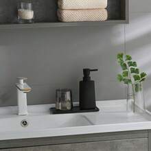 Timotech Dispensador deón Líquido, Dispensador Pequeño para Baño y Cocina, Dispensador deón de Manos de Plástico Moderno, Jabonera Moderna, Accesorios para Baño (Negro) - blanco - Ver 4