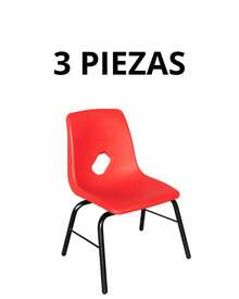 Silla infantil apilable, con asiento y respaldo en una sola pieza tipo concha de polipropileno - Rojo - Ver 3