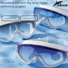 1pc Large Frame Adult Gradient Electroplated Swimming Goggles, Waterproof Anti-Fog High Definition Wide Vision Swim Goggles, Unisex UV Protection - Multicolor - View 2