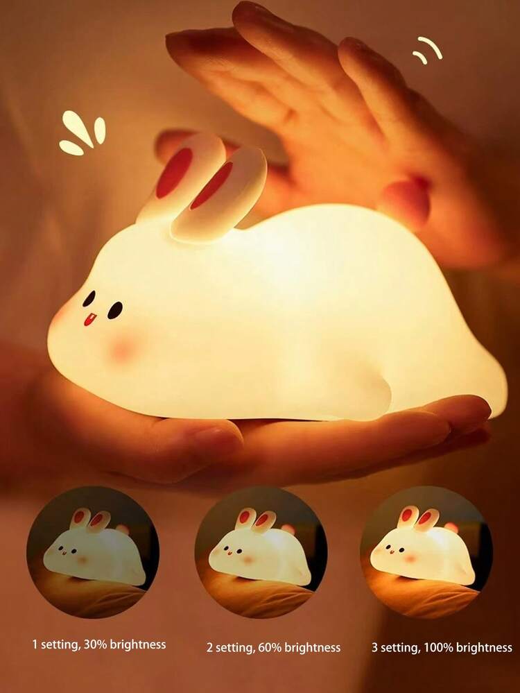 Đèn phòng trẻ em, Đèn trang trí phòng trẻ em, Đèn ngủ cảm ứng silicon hình thỏ Phục sinh có thể sạc lại, Đèn bàn trang trí phòng trẻ mới biết đi hình động vật dễ thương, Quà tặng sinh nhật cho bé gái, Quà tặng Giáng sinh cho bé trai và bé gái - trắng - Xem 2