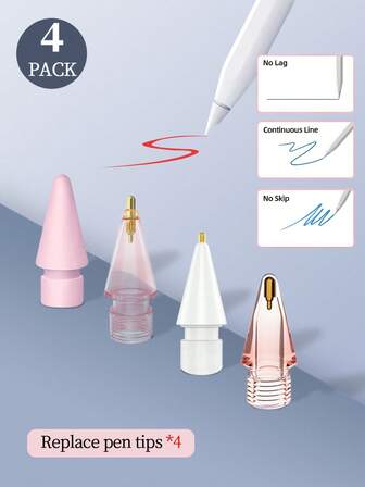 Punte di matita di ricambio compatibili con Apple Pencil Pro, punte di matita aggiornate compatibili con Apple 2a e 1a generazione USB-C e Crayon Digital Pencil, punte di matita a punta con custodia, compatibili con set di matite per iPad Pro