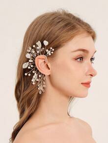 1pc Right Ear Heart-Shaped Pearl Decor Fashion Earring, Stylish Women Earrings - Silver - View 2