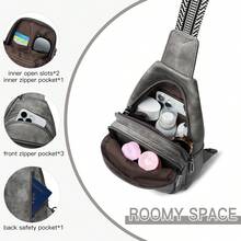 Sling Bag For Women Men Vegan Leather Crossbody Bags Fanny Pack Purse Backpack Over Shoulder Bag Travel Anti Theft,Vacation Essentials&Back-To-School Essentials - 深灰色 - 查看 5