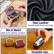 CZ Mini Leather Jewelry Box Tiny Travel Jewelry Case Women's Small Genuine Leather With Kiss Lock Coin Purse Portable Solid Color Wallet For Ring Necklace Earring Black Small 7547 - 黑色 - 查看 4