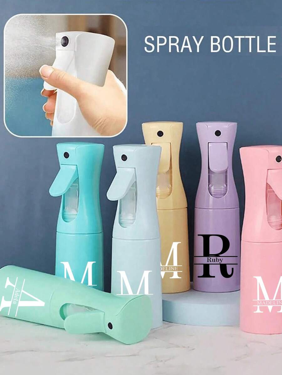 Customized Name Spray, Clear PET Refillable Travel Spray Bottle, Multi-Purpose Fine Mist Spray Bottle For Travel And Business Trip, Makeup Remover Dispenser, Reusable Hair Spray Bottle, Continuous Water Mister, For Hair Styling, Cleaning, Plants, Facial Moisturizing Travel Essentials Vacation Holiday Travel Bottles - Multicolor - View 1