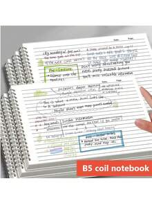 1 pièce Cahier spirale format B5, contenant 60 ou 120 pages, avec des pages transparentes épaisses et une reliure spirale horizontale, pratique pour tourner les pages, convient pour la prise de notes, la tenue d'un journal et l'écriture créative - B5 - Voir 10