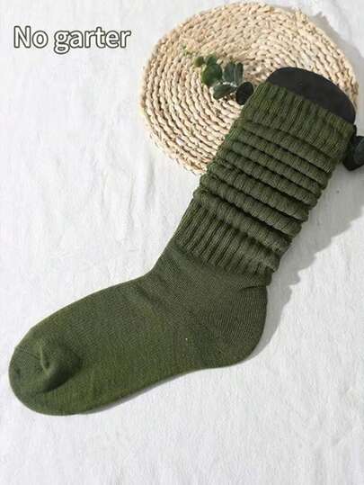 1 par de calcetines largos de unicolor, estilo Lolita, versátiles para mujer, adecuados para primavera/verano, uso casual, escuela, todas las estaciones (solo calcetines, sin tabla de calcetines)