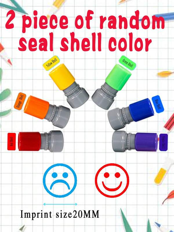 1 Stück/2 Stücke Set lustiger Lehrerstempel, fröhliche/traurige lächelnde Gesichtsemotions-Stempel - Lehrerbüro Stempel, Schul-Rückkehr Schreibwaren-Essentials