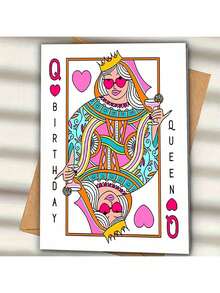 Funny Birthday Cards, Queen Of Hearts Birthday Cards, Stylish Birthday Cards With Envelopes For Mom, Girlfriend, Sister, Daughter, Unusual Things, Cute Aesthetic Items - Multicolor - View 11